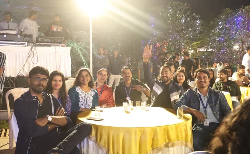 Alumni at an evening reunion