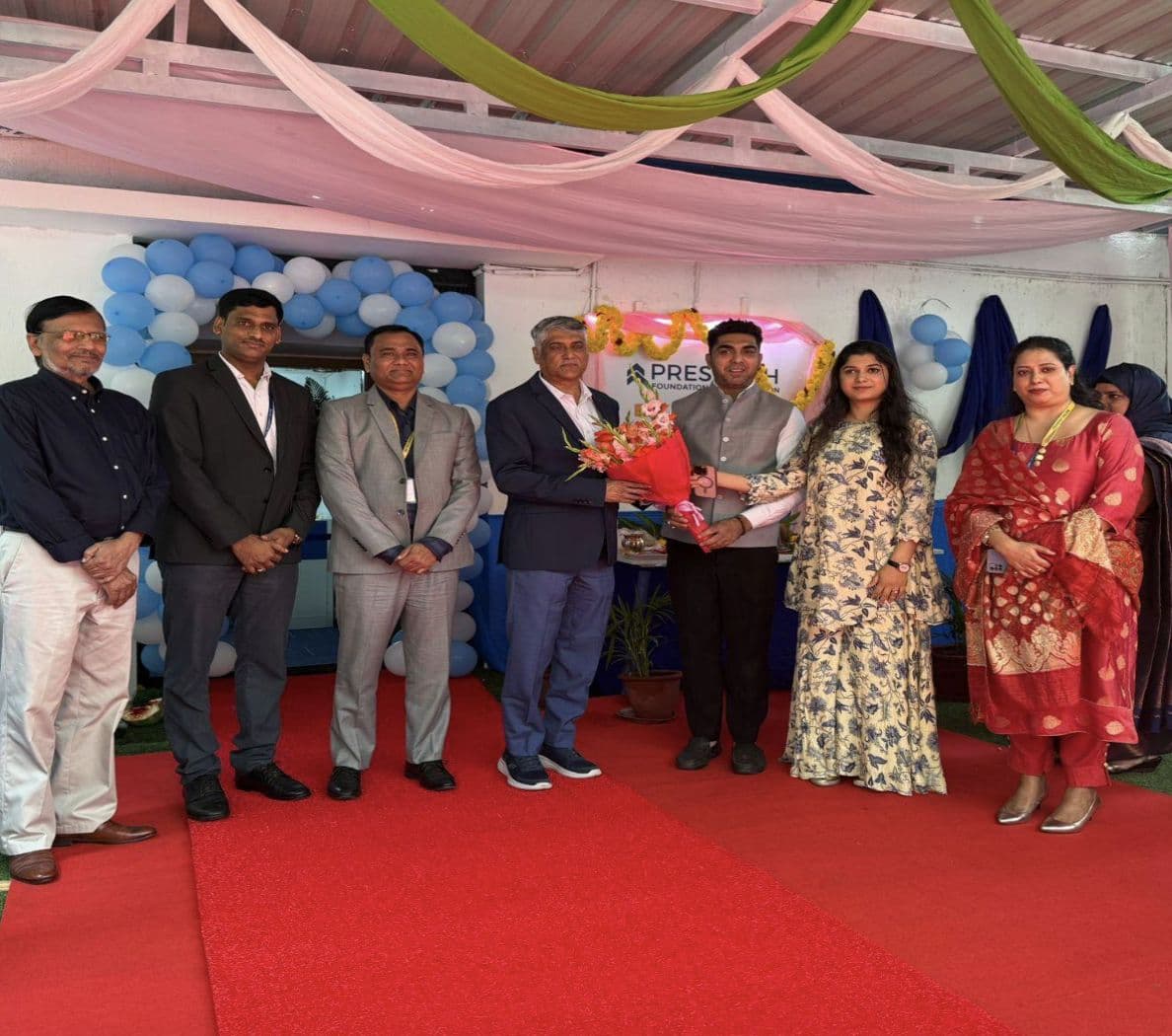 Presitech Foundation launch — dignitaries and student founders on stage