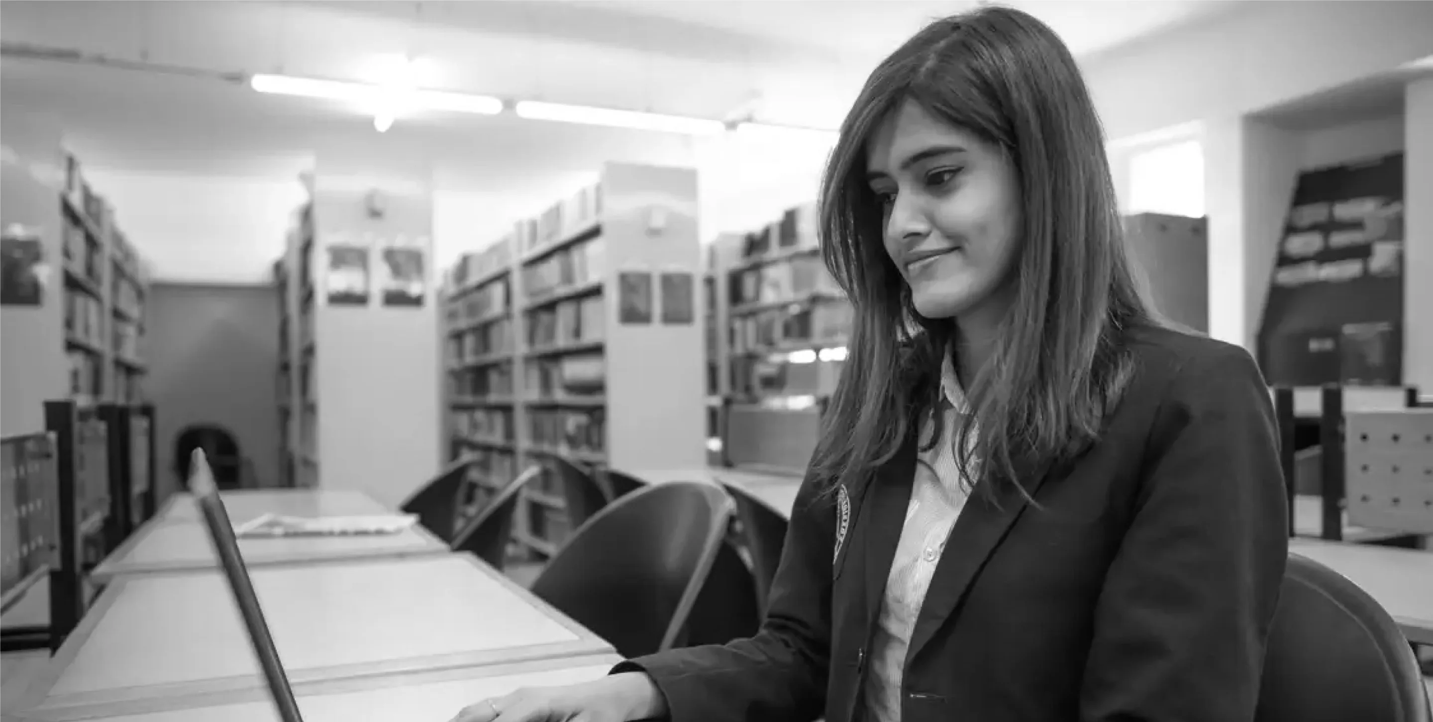 Student working in the Presidency College Knowledge Resource Centre